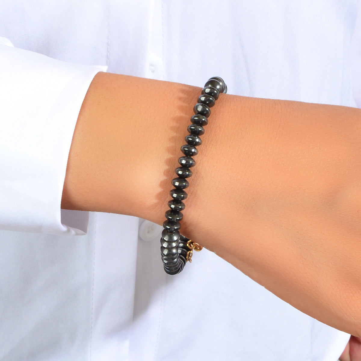 Handmade Boho Black Beaded Stretch Strand Bracelet Bangle Unisex Party Jewellery-0
