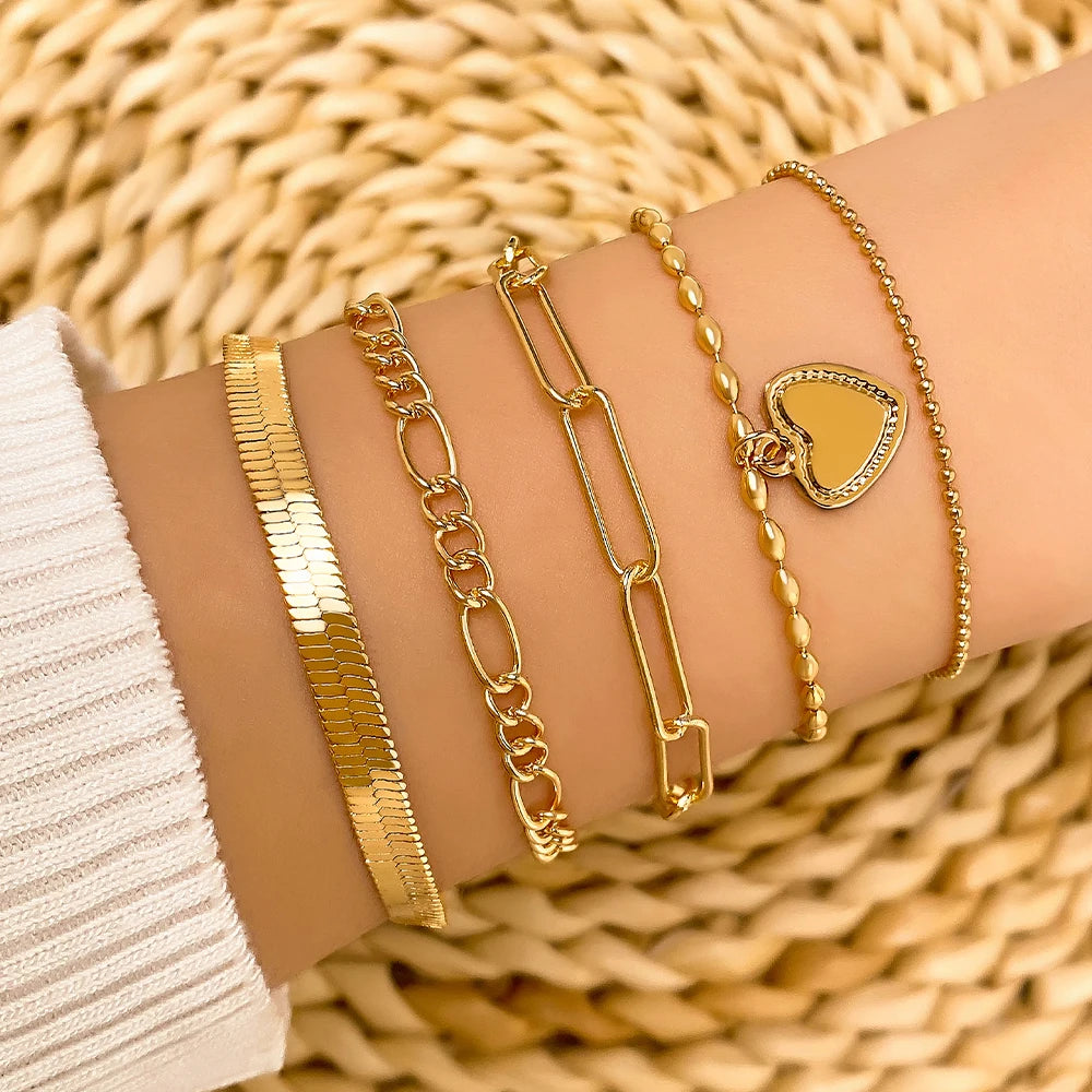 New Fashion Vintage Gold Plated Heart Adjustable.